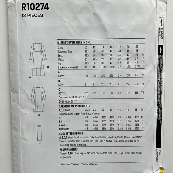 Lot of 5 Easy Sewing Patterns - Unused uncut Sewing pattern some just for knits - Picture 12 of 15